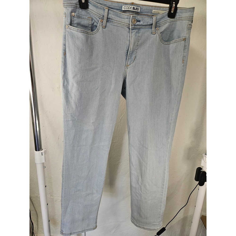 Code Bleu Weekend Light Wash Straight Leg Denim Jeans Womens 14 Blue Stretch
